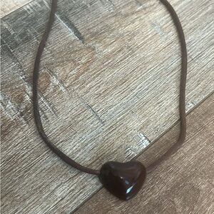 Heart Pendant Necklace in Dark Brown - Women Jewelry